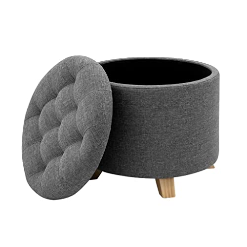 Dbhcxd Multifunction Storage Ottoman Chair Stool Removable Cover Upholstered Footstool Round Linen Pouffe Chair Household Organizer (Color : E, Size : 44 * 41Cm) #TOP21