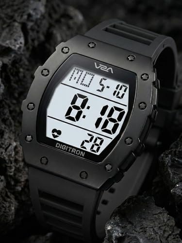 Image of V2A Digitron 2118 Tonneau Sports Watch for Men & Boys | Rugged Design | Big Dial | Alarm, Stopwatch, 12 /24H | 3 ATM Water Resistant | Luminous Display | Sports, Fitness, Outdoor & Training | Gifts for Men & Boy