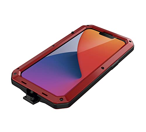 Marrkey for iPhone 14 Case, 360 Full Body Protective Cover Heavy Duty Shockproof [Tough Armour] Aluminum Alloy Metal Case with Silicone Built-in Screen Protector for Apple iPhone 14 6.1 Inch - Red - Thumbnail 5
