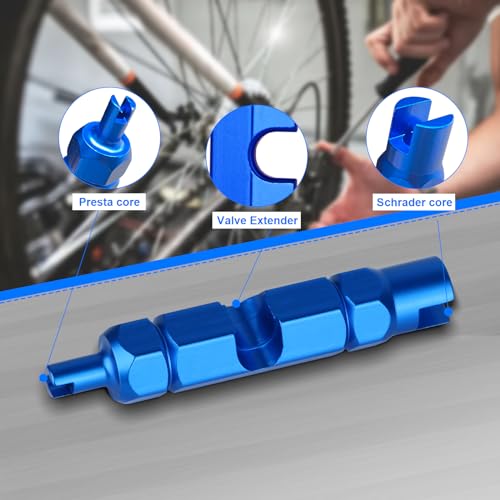 ptiysta 44pcs Stem Removal Tool, Spool Removal and Installation Tool, Four-Way Valve Tool, Spool, Stem Cover. Suitable for All Types of Tires