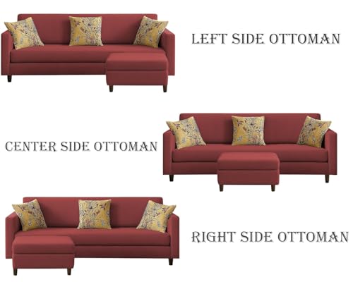 Image of Casaliving Premium Lifestyle Fabric 5 Seater L Shape Sofa Set 4 Seater Modern Sofa Set & Ottoman for Living Room (Maroon Color) Sofa Set