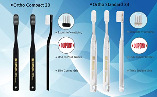 Namsung Orthodontic Toothbrushes[2 Packs] Dupont Bristles V Trim Cleaning For Braces Wires Brackets (Ortho No.33 Medium) #TOP5