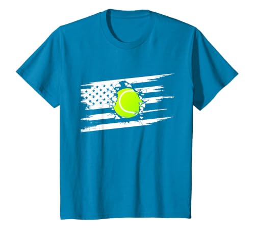 American Flag Tennis Apparel - Tennis T-Shirt, Youth, Sapphire Blue, Medium