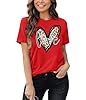 hohololo Women's T-Shirt Ladies Heart Print Cotton T Shirts Short Sleeve Crewneck Summer Tops Casual Basic Tee (Red-b,M) #2