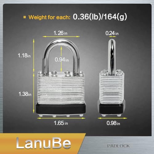 LanuBe Laminated Keyed Alike Padlock 48 Pack 1.6-in Wide Standard Shackle by LanuBe - Used condition - Image 2