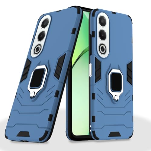 Image of Pikkme Back Cover for Oppo K12x 5G | 360 Protection Case | Ring Holder Stand D5 Tough Armor Bumper Case (Blue)