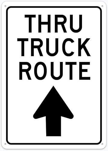 Xewazd A137 8"X12" Tin Metal Sign - Thru Truck Route (Up Arrow) | Funny Wall Decor For Shop Yard Man Cave Garage