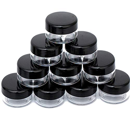 ZEJIA 10 Gram Cosmetic Containers 10pcs Sample Jars with Lids Plastic Makeup Sample Containers BPA Free Pot Jars(Black)