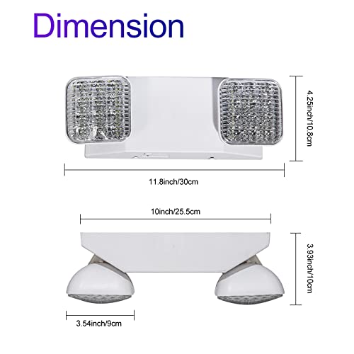 CM MZY Emergency Lights with Battery Backup,Commercial Emergency Light,Two Adjustable LED Light Head Emergency Lighting Fixtures,120-277V AC, UL Certified,2 Pack - Thumbnail 2