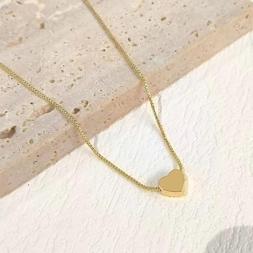 Zeffy Dainty Gold Heart Necklace for Women Trendy 14K Gold/Silver Plate Cute Heart Pendant Choker Necklaces Gold Love Heart Chain Necklace for Women Dainty Gold Jewelry Gifts for Women3