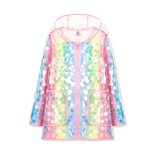 Image of WELAKEN Girls Sequin Raincoat Waterproof Reusable Hooded Outwear Rain Jacket with Lining