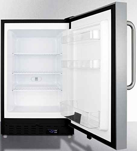 Summit Appliance Alfz37Bsstb Built-In Undercounter Ada Compliant Residential All-Freezer In Black With Stainless Steel Door, Towel Bar Handle, Door Storage, Adjustable Thermostat And Manual Defrost #TOP2