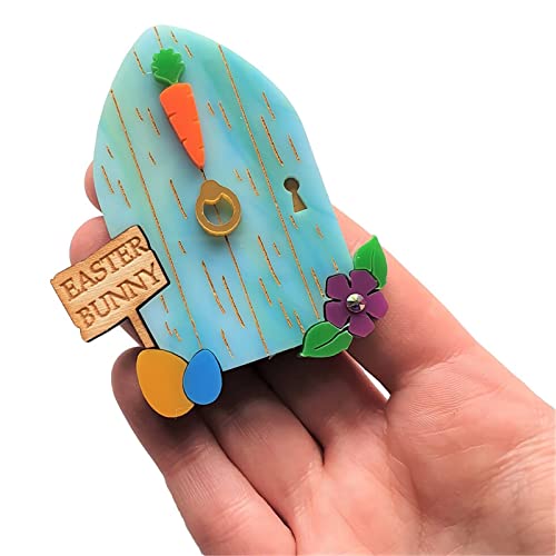 2023 New Easter Bunny House Carrot Brooch Acrylic Brooch Happy Spring Brooch Snowflake Brooch Pin (Black, One Size) #TOP1