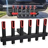 Sidasu Hitch Fishing Rod Holder for Truck, 6-Tube Stainless Steel Rod Rack Fits 2' Hitch Receiver, with Quick Release Pin, Reflective Safety Strips