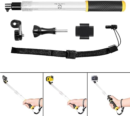 Image of Action Camera Non-Slip Waterproof Selfie Stick Extendable Handler Pole Floating Hand Grip w /Wrist Strap for GoPro Insta360 Akaso Action Camera Diving Surfing Snorkeling Rafting Kayaking (14-24 Inch)