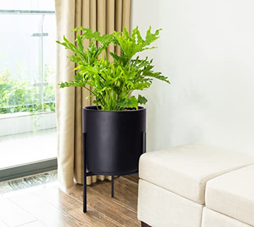 D'vine Dev Modern Black Plants Pot Cylinder Planter with Heavy Duty Stand, Medium 10 Inch Pot, 16.3 Inch with Stand Height, 96-T-B-2 by D'vine Dev - Image 3