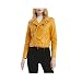 NP Veste en cuir synthétique avec fermeture éclair pour femme - Noir, jaune, S