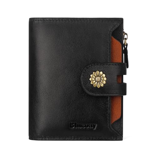 Wallet Women,RFID Blocking Leather Womens Wallet Bifold Compact Card Holder Small Wallet for Women with Removable ID Window blackbrown