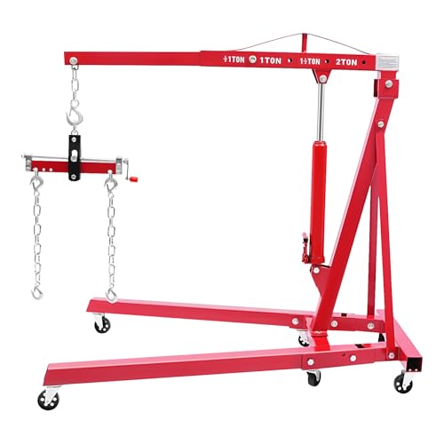 Elevador de motor hidráulico, grúa de taller 2T con cadena y equilibrador, soporte de motor plegable, soporte de elevación ajustable para motores, caja de transferencia de engranajes