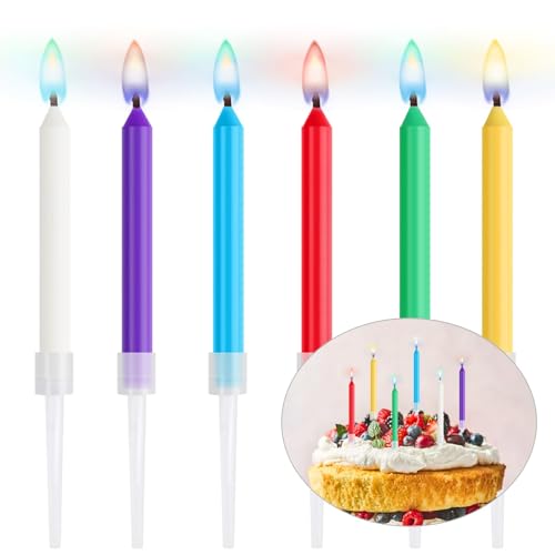 Colorful Birthday Candles with Holders