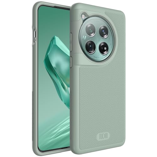 Image of TUDIA [MergeGrip for OnePlus 12 5G Back Cover - Military Grade Drop Tested Dual Layer Shockproof Anti-Slip Heavy Duty Protective Case- Green Lily