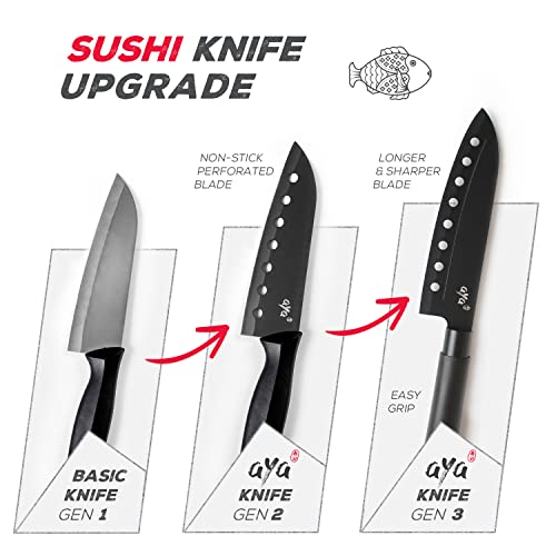 aya Sushi Making Kit - Original Bazooka Kit - Sushi Knife - Video Tutorials - Sushi Maker - 2 Bamboo Mats - Paddle Spreader - 5 x Chopsticks