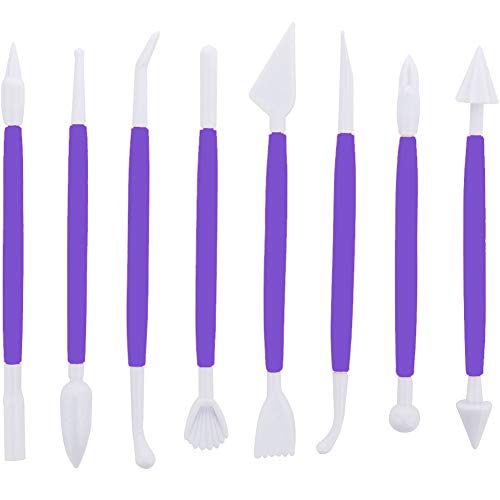 Scivokaval Marshmallow Fondant Cake Decorating Hand Tool 12 Pcs 5 Sets Sugarcraft Gumpaste Icing Smoother Rolling Pin Trimmer Cutter Embosser Flower Scissor Modelling Accessories Supplies Kit Purple #TOP1