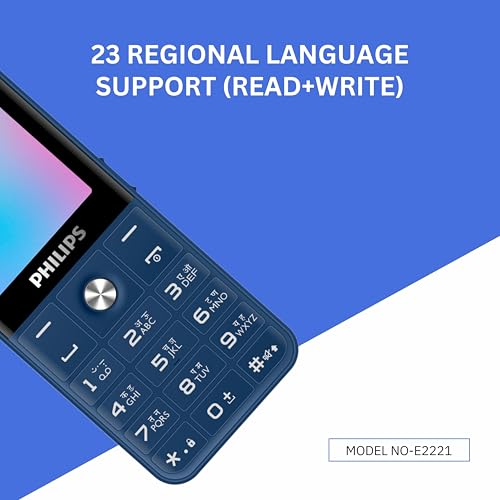 Image of Philips All-New E2221 Sleek & Stylish |Keypad Mobile with 2.4 inch Screen|2500 MAH Battery | 2030mm Speaker| Wireless FM | Bright Torch| Digital Camera|Blue