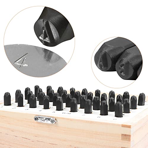 OCR 3mm 1/8 Inch Alphabet Letter and Number Stamp Set 36PCS Steel Metal Stamp Punch Set in Wooden Case