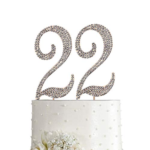 Magjuche Gold 22" Crystal Cake Topper, Number 22 Rhinestones 22Nd Birthday Cake Topper, Boy Or Girl Birthday Or 22Nd Anniversary Party Decoration Supply #TOP3
