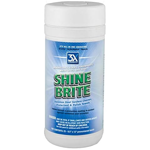 3X:Chemistry 159 Shine Brite Stainless Steel Surface Cleaner, Protectant, and Polish Towels Cover