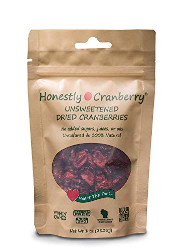 Honestly Cranberry - Unsweetened Dried Cranberries - No Added Sugars, Juices, or Oils - Non-GMO - Wisconsin Grown (1 oz)