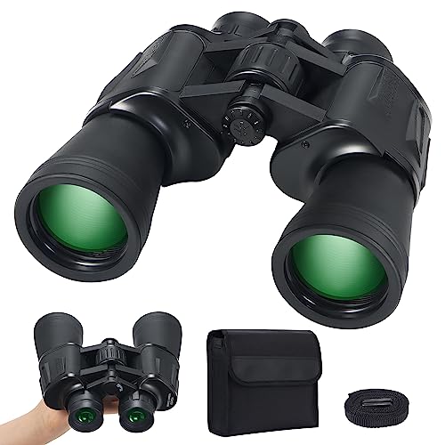 Yomuse 10X50 HD Binoculars for Adults and Kids, Large View Compact Binocular with Clear Low Light Vision, Waterproof/Professional Bino culars for Bird Watching/Outdoor Hunting/Travel (Black)