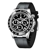OHUGNA Pagani Design VK63 Cronografo, 40MM Vetro Zaffiro Orologio al Quarzo Acciaio Inox, Argento e nero., Subacqueo