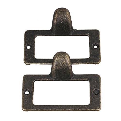 Bqlzr Box Label Cabinet Drawer Clip Case Pull Handle Label Frame Card Holder Antique Bronze Style Pack Of 10 #TOP1