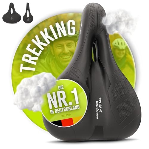 HENMI Fahrradständer 24-28 Zoll, 4 cm Höhenverstellbar und Universal Seitenständer, Dauerhaft Bike Stand gemacht durch Aluminiumlegierung 4 VELMIA Fahrradsattel mit ergonomischem 3-Zonen-Konzept & Memory Foam I Bequemer Fahrrad Sattel für Damen & Herren, Bike seat, Fahrradsattel Herren