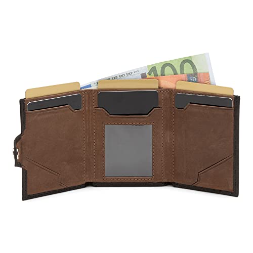 SERASAR | Men's Leather Wallet [Genius] with RFID Protection | Black/Brown | Real Leather | Compartment for Notes and Coins | Including Gift Box | Great Gift Idea | Men's Wallet | Leather Notecase2