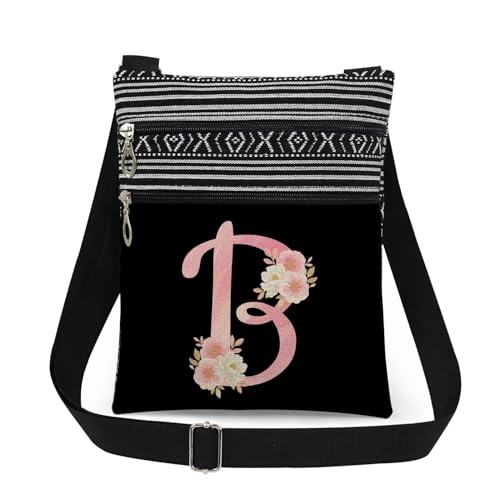 XiaoGalaee Pink Art Letter B Crossbody Bag Adjustable Strap Crossbody Purse