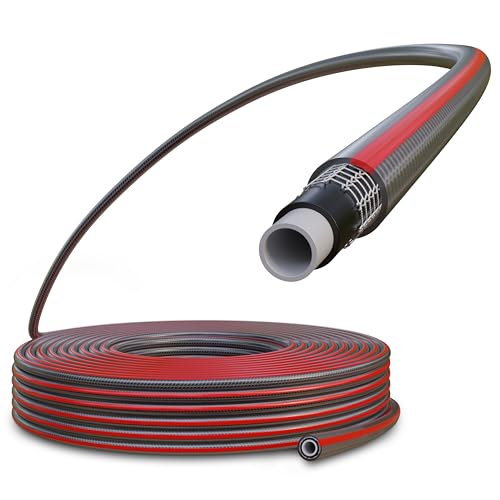 Poppstar Tubo da giardino in PVC 25 m, diametro interno 12 mm, diametro esterno 17 mm (1/2 pollice), 4 strati, pressione di esercizio max. 8 bar, tubo per irrigazione flessibile