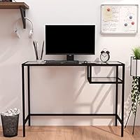 Escritorio con amplia superficie de trabajo, mesa para ordenador, transparente, 100 x 36 x 74 cm, mesa de oficina, mesa de comedor para casa y oficina