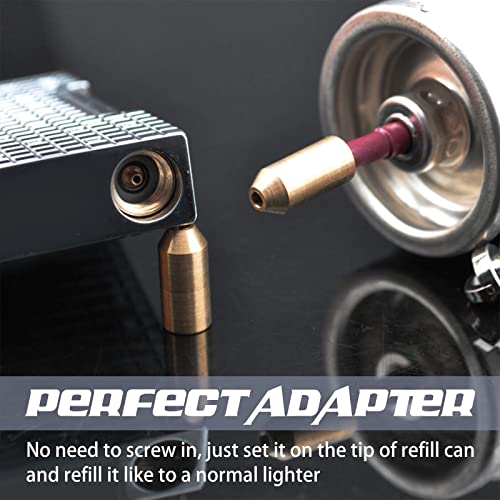 Sunnyray 4 Pcs Dual Gas Refill Adapter Brass Lighter Gas Refill Adapter Fluid Fuel Gas Refill Adapter Compatible With St Dupont Lighter, Gold #TOP4
