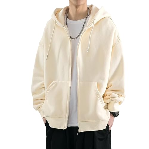 Sweat à capuche hip hop homme veste loose abricot pour le skate et la ville