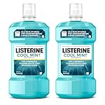Listerine Cool Mint Antiseptic Mouthwash to Kill 99% of Germs That Cause Bad Breath, Plaque and Gingivitis, Cool Mint Flavor, 1 L 2-Pack