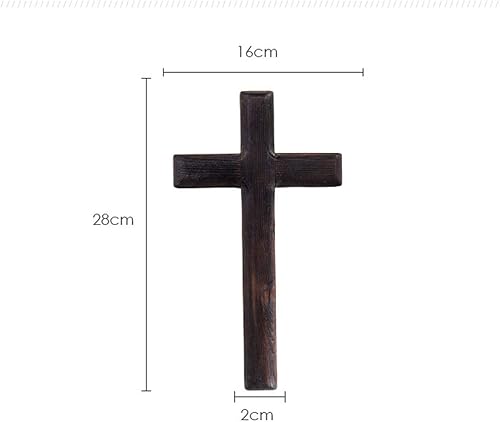Miniatura 5 de Ewer Cruz de Jesús montada en la pared de 11 pulgadas, cruz de madera rústica, decoración de pared de madera maciza, cruz de Jesús santa, negro,