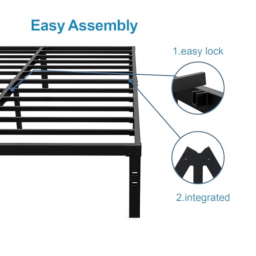 AUTSTA Estrutura de cama queen size fácil de montar, moldura de cama queen sem necessidade de mola,