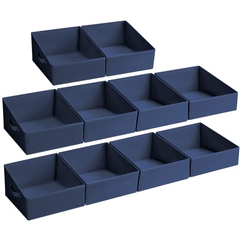 DIMJ Closet Storage Bins 10 Pack - Fabric Storage Baskets for Shelves, Collapsible Clothes Organizer with Handles, Trapezoid Shelf Organization Storage Cubes for Purse, Toys, Books, Towel, Clothes
