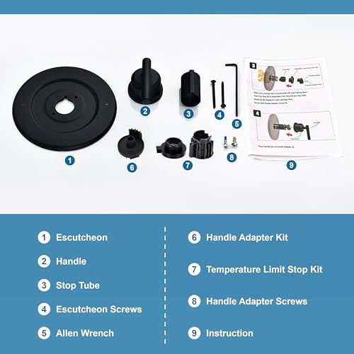 Black Shower Handle Replacement for Moen T2901BL Gibson Posi-Temp Valve Trim Kit - Compatible with Moen 2510 Valve, SOne-Handle Shower Faucet Handle,Bathroom Plumbing Repair Part by ASRCLOO - Image 6
