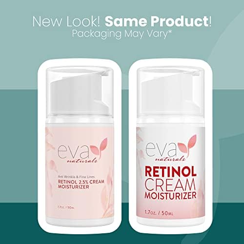 Retinol Moisturizer Cream for Face 2.5% by Eva Naturals 50 ml, Anti-Aging, Defense against Breakouts, and Deep Hydration, Retinol for Skin with Vit E, Green Tea and Jojoba Oil