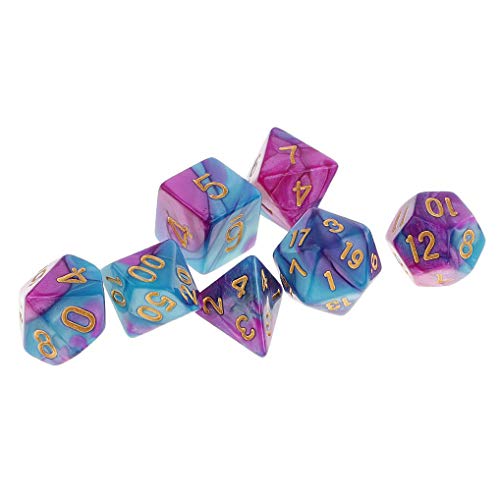 Yiotfandoll 7Pcs Polyhedral Dice Two Colors 16Mm D20 D12 D10 D8 D6 D4 For Dungeons And Dragons Dnd Rpg Mtg Table Games Purple Blue #TOP3