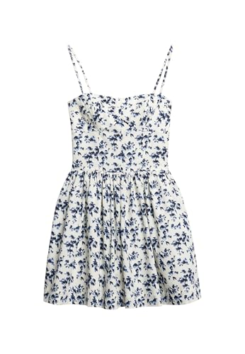 Superdry Damen Minikleid mit Trägern und Korsett Aquarell Gemustert Marineblau 36